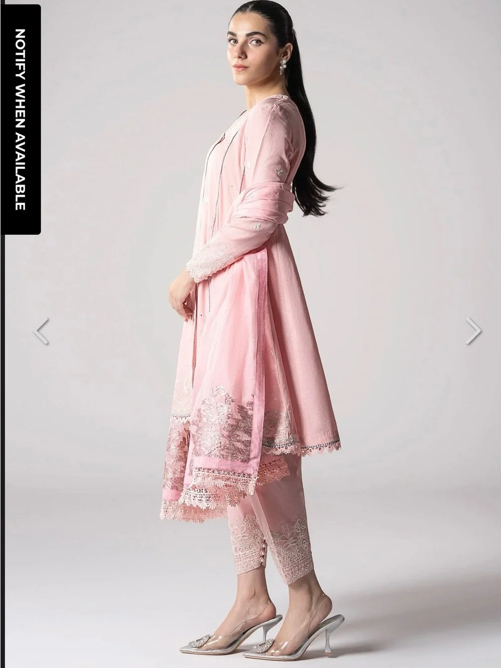 Elegant Pink Long Sleeve Embroidered Women's Dress Set
